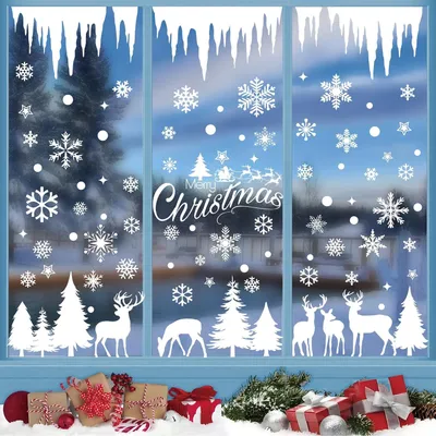 Imagen del producto de Calcomanías para ventanas con motivos navideños, autoadhesivas, de 9 x 30 x 20 cm, para niños
