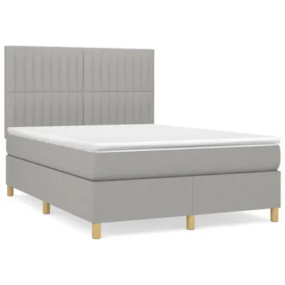 Image de vidaXL Lit boxspring avec matelas gris clair 140x200 cm Tissu
