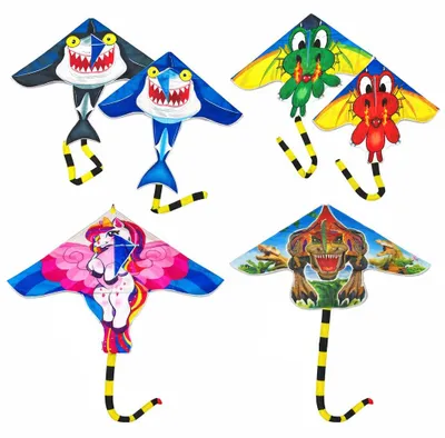 Produktbild von Großer, bunter Drachen für Kinder mit Schwanz, 115 x 100 cm