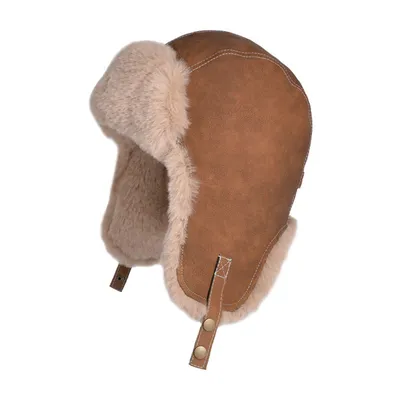 Produktbild von Damen Fliegermütze, Wintermütze mit Ohrenklappen, Winter Warme Plüschmütze, Braun