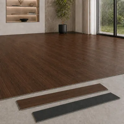 Zdjęcie produktu dla Berti Graf Wodoodporna podłoga winylowa SPC 5 mm z podkładem IXPE – panele na klik 122 x 18,4 cm w dekorze drewna, Obraz wygenerowany przez AI