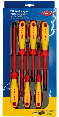 Produktbild von Knipex Schraubendreher-Set 6-teilig, VDE-, Schlitz/Phillips, rot/gelb, 1 Stk.