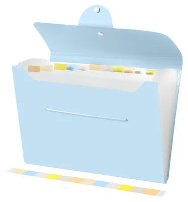 Image de Classeur Brencco format A4 avec 12 compartiments et étiquettes, bleu clair