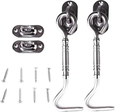 Image de Ferrures pour porte de garage, crochets de fenêtre en acier inoxydable, lot de 2, 110 mm, pour porte de garage