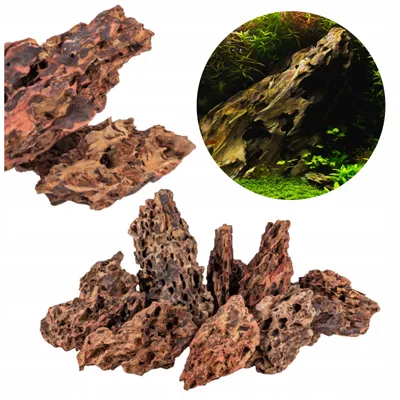 Image de Décoration d'aquarium, ensemble « Dragon » 15 kg, pierre naturelle marron