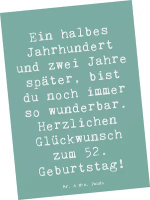 Produktbild von Mr. & Mrs. Panda Postkarte Spruch 52. Geburtstag - Meeresbrise - Geschenk, Geburtstagsgeschenk, Happy Birthday, Ansichtskarte, Feier, feiern, Erinnerungen, Ansichtskarten