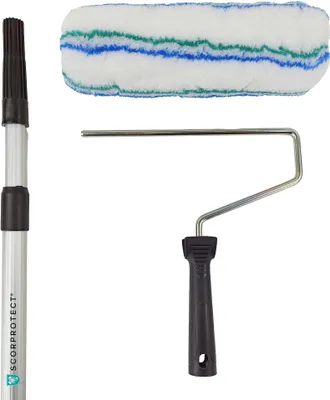 Produktbild von Scorprotect® Profi Universal Farbroll-Set 3 tlg. Polyester-Farbwalze 25 cm und Alu-Teleskopstange