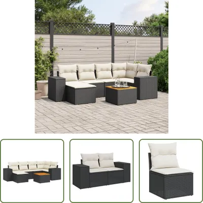 Produktbild von The Living Store 7-tlg. Garten-Sofagarnitur mit Kissen Schwarz Poly Rattan