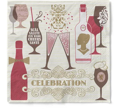 Produktbild von Sovie HORECA Serviette Celebration in Champagner-Bordeaux aus Tissue 33 x 33 cm, 3-lagig, 100 Stück