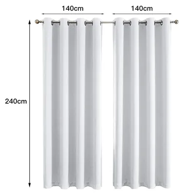 Obrázok produktu pre Zatemňovacie záclony – termoizolačné záclony – 2 kusy – s odhlučnou vlastnosťou – 140 x 245 cm – s tunelovým úpletom – vhodné do spálne/obývačky – biela