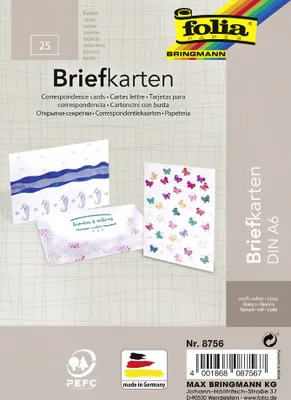 Produktbild von folia Briefkarte 190 g/qm DIN A6 weiß 105 x 148 mm 25 Stück