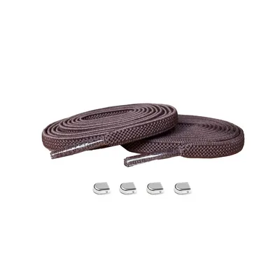 Produktbild von Elastische Schnürsenkel mit Clips - Schnürsenkel: Braun | Verschluss: Silber