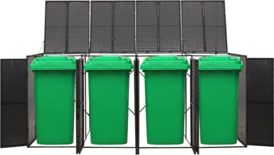 Produktbild von vidaXL Box na odpadky na 4 tony čierny 274x80x117 cm Poly ratan