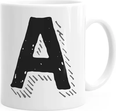 Produktbild von Kaffee-Tasse Buchstaben Buchstabe glänzend Kaffeetasse Teetasse Keramiktasse MoonWorks® A weiß unisize