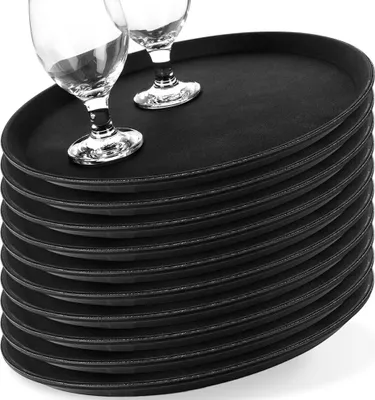 Image de Vilde | Plateau de service - Noir - 35 cm - 10 pièces - Antiglisse - Plateau gastronomique