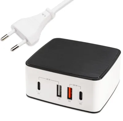 Image de Chargeur USB FeinTech NLG00165, multiposte, 4 ports, 65W (45W + 20W), alimentation avec 2 prises