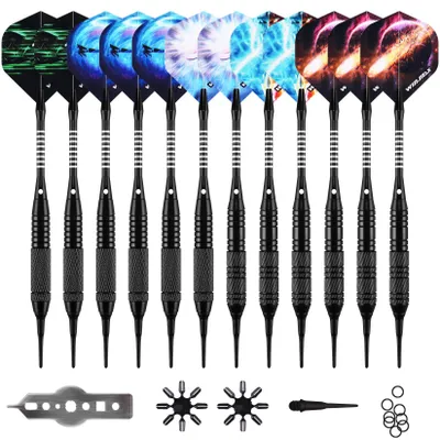 Immagine prodotto di Set di 12 freccette da dart con punta in plastica, set di freccette morbide