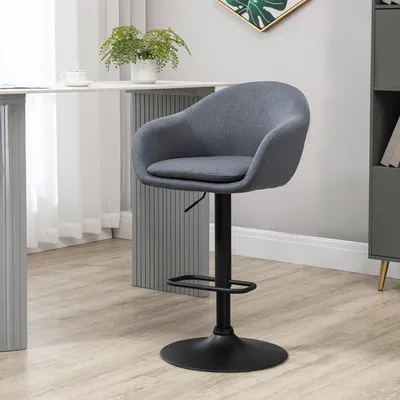 Zdjęcie produktu dla Taboret "Thekenhocker", taboret "Tresenhocker", imitacja lnu, ciemnoszary