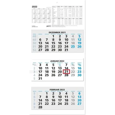 Produktbild von Zettler 609778 3-Monats-Wandkalender 953 - 32 x 70 cm, schwarz/blau
