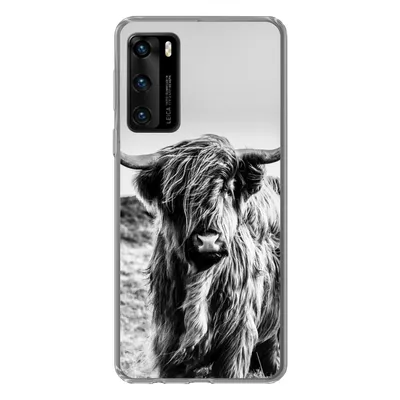 Produktbild von MuchoWow® Handyhülle Schutzhülle Hülle für Huawei P40 Kuh - Schottischer Hochländer - Schwarz - Weiß - Tier - Natur - Wildtiere Silikon Softcase Handy Hülle - Handytasche