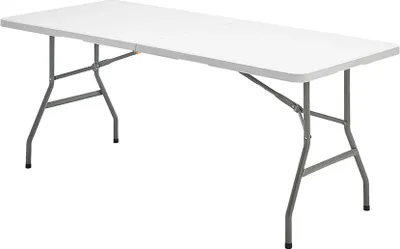 Obrázok produktu pre Obdĺžnikový skladací stôl HDPE 180x74x74 cm. Biela farba