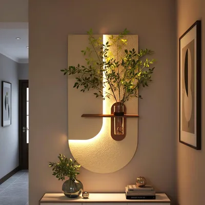 Produktbild von 3D Wandbild mit LED-Beleuchtung & dekorativer Glasvase WD001 Wanddekoration 100 x 50 cm