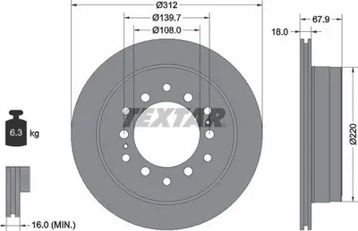 Produktbild von 2x TEXTAR Bremsscheibe 92231003 für TOYOTA LAND CRUISER 150 (KDJ15_ GRJ15_)