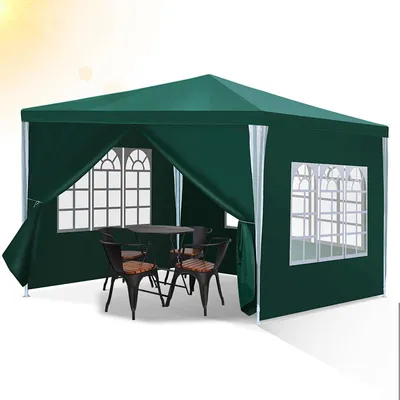 Produktbild von Faziango 3 x 3 m Garten Pavillon mit 4 Seitenteilen tragbares wasserdichtes Zelt Partyzelt, grün