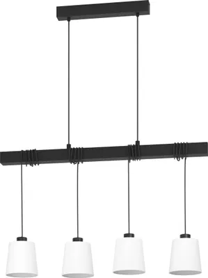 Produktbild von EGLO Pendelleuchte Townshend 8, 4-flammige Hängelampe, Esszimmerlampe mit Holzbalken, Esstischlampe, Hängeleuchte mit E27