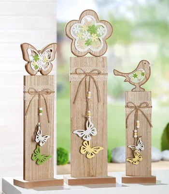 Immagine prodotto di Gilde Standrelief, Blumenmotiv, Schmetterlingmotiv, Vogelmotiv, MDF, naturfarben, L. 8 cm, B. 12 cm, H. 43 cm 52509 4063387525098 3 Stück (3-fach sortiert)