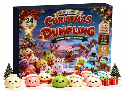 Obrázek produktu pro Squishy Adventní Kalendář 2026 Dumpling Vánoční Kalendář Mačkací Figurka Adventní Kalendář 2026 C Béžová