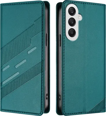 Produktbild von Hülle für Samsung Galaxy A25 5G, Kunstleder Brieftaschen Handyhülle mit Kartenfach und Standfunktion Grün