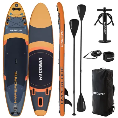 Produktbild von URBOGYM Hypercane SUP Board 350 cm Anthrazit – Orange, aufblasbares Komplettset mit 3 Finnen
