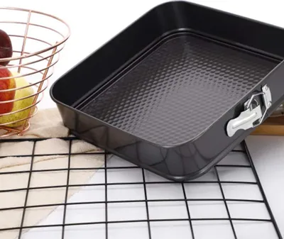 Produktbild von Quadratische Antihaft-Backform für Kuchen - rechteckige flache Honigwaben-Formen - Kohlenstoffstahl - schwarze Antihaftbeschichtung - Ø 26 cm - Backformen für süße Leckereien