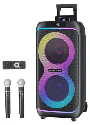Imagen del producto de Sistema de sonido portátil Bluetooth para karaoke - 800 W de potencia máxima - Altavoces de 8 pulgadas - Sistema de megafonía portátil