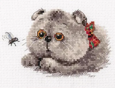 Productafbeelding van Borduurpakket kruissteek Kattenjager 13x8 cm