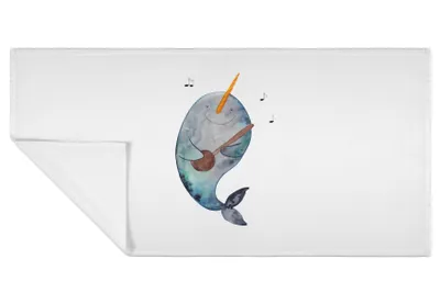 Produktbild von Mr. & Mrs. Panda Handtuch Narwal Gitarre - Weiß - Geschenk, 50x100, Tanzen, Gespräche, gesichtstuch, Meer, Wal, Flauschtuch, Probleme, kleines