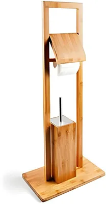 Produktbild von PolkaHome® Toiletaccessoires-Set aus Bambus, ca. 82 x 36 x 21 cm, mit WC-Bürste und Bürstenhalter