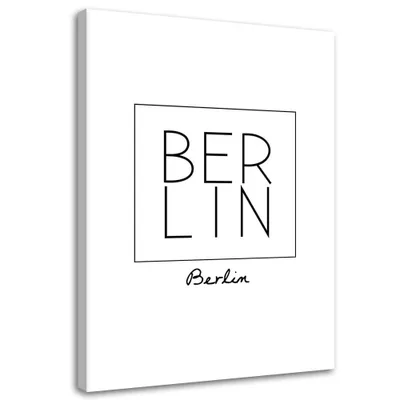 Produktbild von Leinwandbild berliner schriftzug 40x60 cm Feeby grau wandbild bereit zum aufhängen