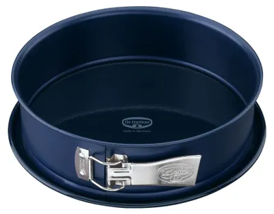 Produktbild von Dr. Oetker Springform Ø 26 cm BACK-LIEBE EMAILLE, Backform mit schnitt- & kratzfestem Flachboden mit Emaille-Versiegelung, runde Kuchenform mit Ring aus Stahlblech (Farbe: Blau)
