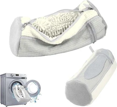 Produktbild von Famanu Schuhwaschbeutel 2er Set - Waschbeutel für Sportschuhe - 360° wiederverwendbarer Reinigungssack - mit Antirutsch-Reißverschluss und
