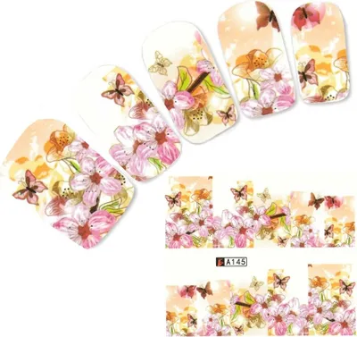 Produktbild von Tattoo Nail Blumen Schmetterling Aufkleber Nagel Sticker