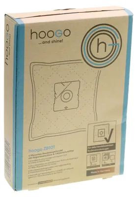 Produktbild von hoogo ZB101, Staubbeutel, Zylinder-Vakuum, Weiß, Fleece, hoogo B3+, 5 Stück(e)