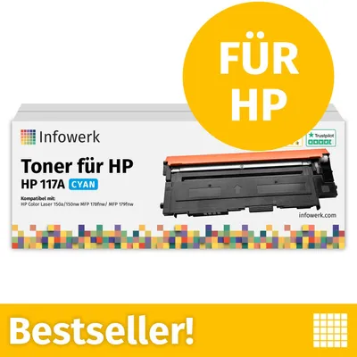 Image de NOUVEAU : Infowerk Toner pour HP 117A Cyan, compatible avec HP ColorLaser 150, MFP-178, etc., 1 pièce
