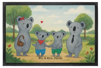 Produktbild von Mr. & Mrs. Panda Schmutzmatte Koala Familie zwei Design 50 x 75 cm - Weiß - Geschenk, Koalabär, Fussmatte, Schmutzfangmatte, Zusammen, Sauberlaufmatte, fußmatte