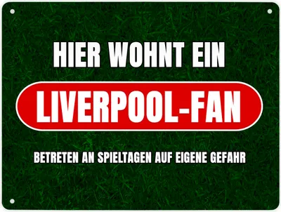 Produktbild von Hier wohnt ein Liverpool-Fan Metallschild XL in 21x28 cm mit Rasenmotiv