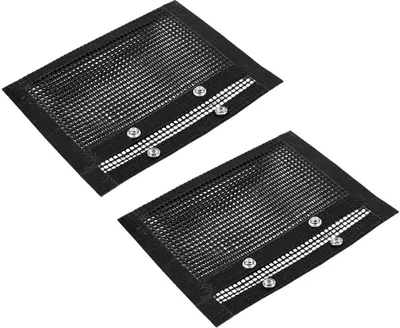 Two black mesh grill bags with silver snap fasteners are shown against a white background.