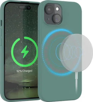 Produktbild von EAZY CASE Silikon MagSafe Handyhülle kompatibel mit Apple iPhone 15 Hülle mit Kameraschutz, Silikonhülle, Schutzhülle Grün