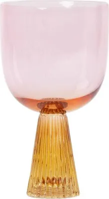 Produktbild von HOMLA FANTASIE Becher rosa und gelb mit geriffeltem Stiel 0,31 l