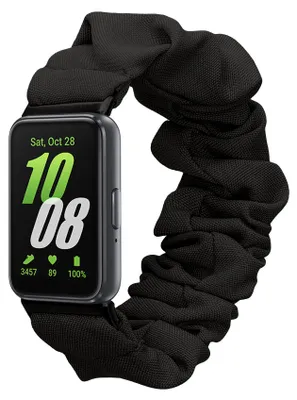 Produktbild von kwmobile Ersatz Armband kompatibel mit Samsung Galaxy Fit 3 - Smartwatch Scrunchie Haargummi Design Schwarz - Innenmaße 14 - 19 cm